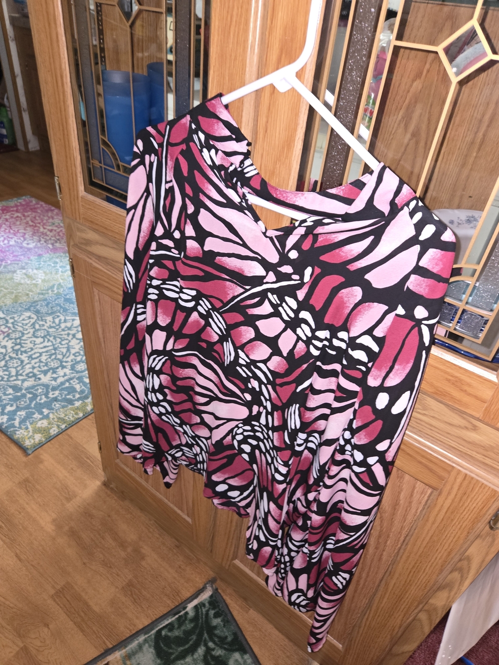 Women's Pink & Black Patterned Long Sleeve Top